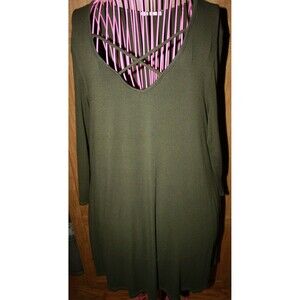 Entro Women's XL Green Pullover Shift Dress Long Sleeve GUC